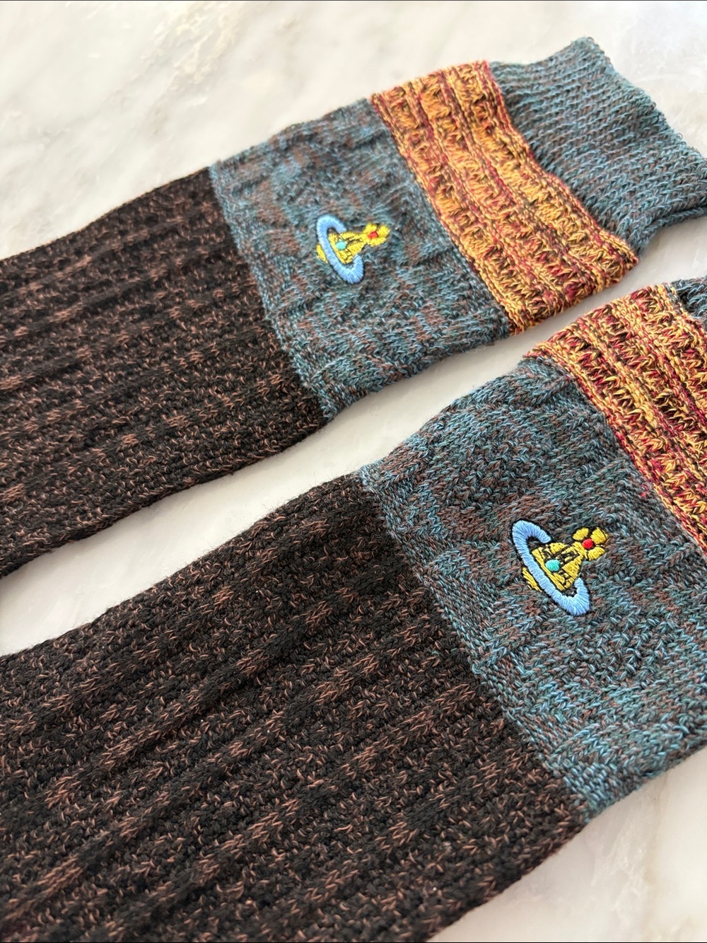 NWOT Vivienne Westwood Cotton Color-Block Logo Socks - Picture 2 of 7